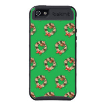 Vintage Christmas, Floral Wreath Bow Gold Bell Cover For iPhone 5