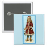 Vintage Christmas Girl Pinback Buttons