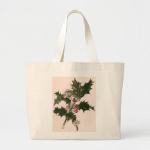 Vintage Christmas, Holly Branch with Red Berries Bag
