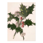 Vintage Christmas, Holly Branch with Red Berries Personalized Invitation