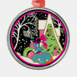 Vintage Christmas House & Visitors Pink Ornament
