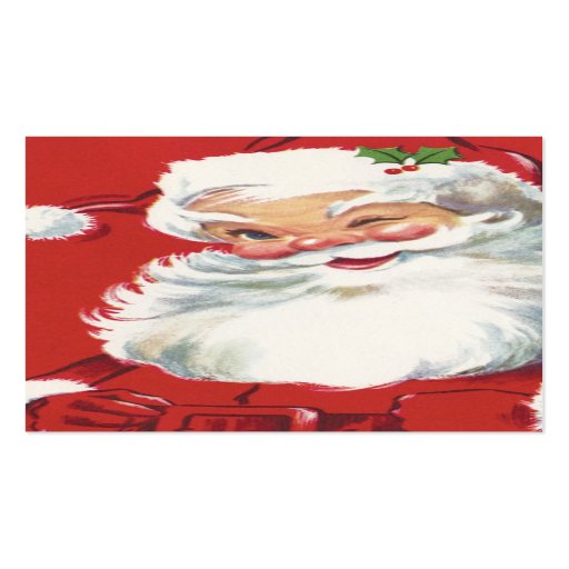 Vintage Christmas, Jolly Santa Claus Winking Business Card Template