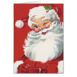 Vintage Christmas, Jolly Santa Claus Winking Greeting Card