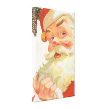 Vintage Christmas, Jolly Santa Claus with a Secret Canvas Prints