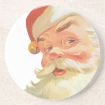 Vintage Christmas, Jolly Santa Claus with a Secret Beverage Coaster