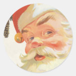 Vintage Christmas, Jolly Santa Claus with a Secret Round Sticker