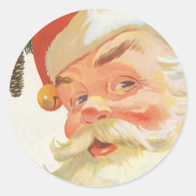 Vintage Christmas, Jolly Santa Claus with a Secret Round Sticker