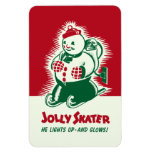 Vintage Christmas Jolly Skater Magnet