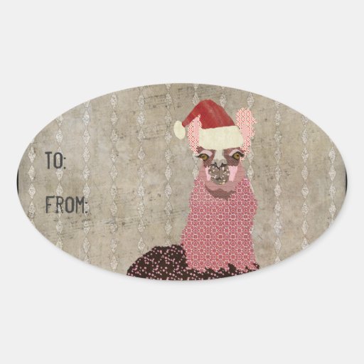 Vintage Christmas Llama Gift Sticker