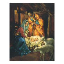 Vintage Christmas Nativity, Baby Jesus in Manger Custom Invitations