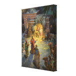 Vintage Christmas, Nativity, Visiting Magi Manger Gallery Wrap Canvas