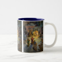 Vintage Christmas, Nativity, Visiting Magi Manger Coffee Mug