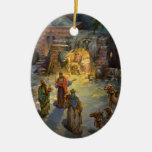 Vintage Christmas, Nativity, Visiting Magi Manger Christmas Ornaments
