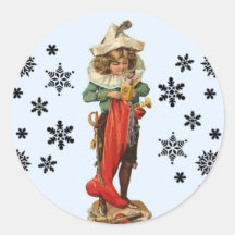 Vintage Christmas Pirate Girl Stickers