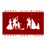 Vintage Christmas Red Silhouette Postcard