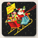 Vintage Christmas Santa Claus and Sleigh Coasters