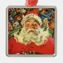 Vintage Christmas, Santa Claus Flying Sleigh Toys Christmas Ornament