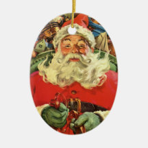 Vintage Christmas, Santa Claus Flying Sleigh Toys Christmas Ornaments