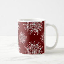 Vintage Christmas Snowflakes Blizzard Pattern Coffee Mugs