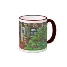 Vintage Christmas Tree Cosy Fireplace Living Room Coffee Mug