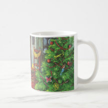 Vintage Christmas Tree Cosy Fireplace Living Room Coffee Mugs