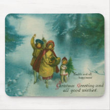 Vintage Christmas Tree Gathering Mousepad