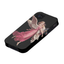 Vintage Christmas, Victorian Angel Holding a Child Vibe iPhone 4 Cases