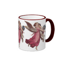 Vintage Christmas, Victorian Angel Holding a Child Mugs