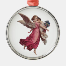 Vintage Christmas, Victorian Angel Holding a Child Christmas Ornament