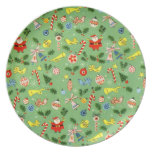 Vintage Christmas Wrapping Paper Melamine Plate