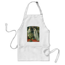 Vintage Church Wedding Ceremony; Bride and Groom Aprons