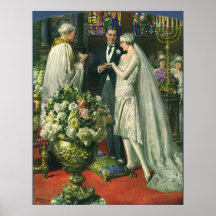 Vintage Church Wedding Ceremony; Bride and Groom Poster