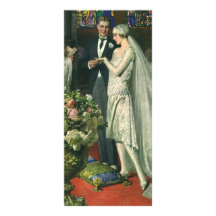 Vintage Church Wedding Ceremony; Bride and Groom Full Color Rack Card