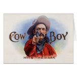 Vintage Cigar Label Art, Cowboy Hits the Mark Greeting Cards