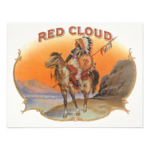 Vintage Cigar Label Art; Red Cloud Indian Horse Personalized Invite