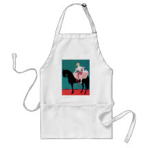 Vintage Circus Performer with a Black Horse Apron