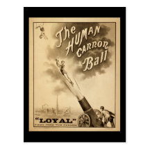 Vintage Circus Poster Human Canon Ball circa 1879 Post Card