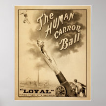 Vintage Circus Poster - The Human Cannon Ball