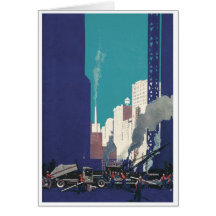 Vintage City Buildings Greeting Cards