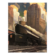 Vintage City, T1 Duplex Train on Railroad Tracks Personalized Announcement