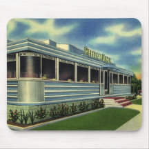 Vintage Classic Retro Restaurants, Pelican Diner Mousepads