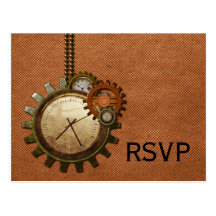 Vintage Clock RSVP Postcard, Copper