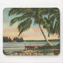 Vintage coconut palms mouse pad