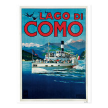 Vintage Como Lake Italian travel advert Postcards