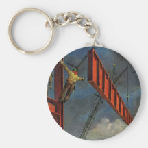 Vintage Construction Workers Key Chain