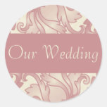 Vintage Coral Rose Cream Wedding Stickers