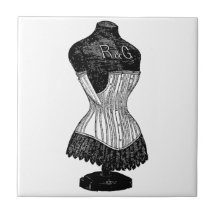 Vintage Corset dress form Ceramic Tiles