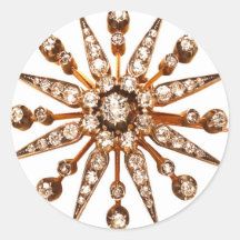 Vintage Costume Jewellery Rhinestones Diamonds Round Sticker
