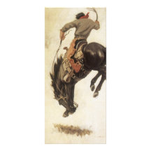 Vintage Cowboy on a Bucking Bronco Horse Rack Card Design