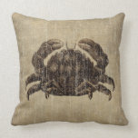 Vintage Crab Throw Pillow